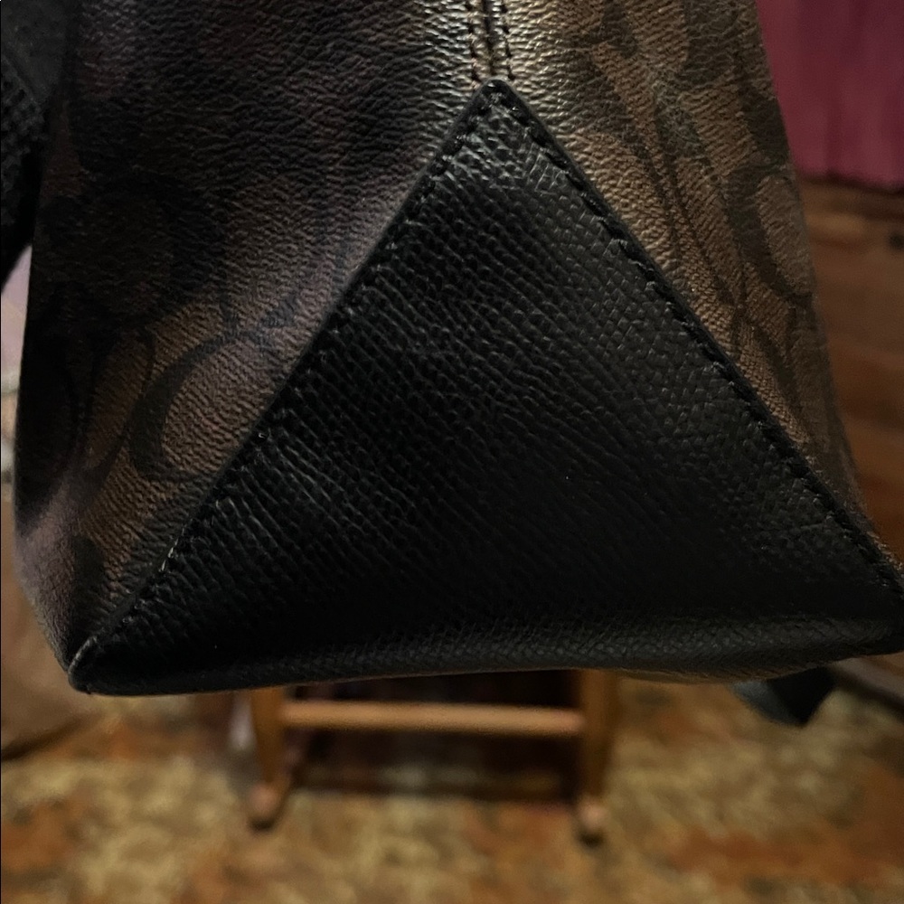 Coach Signature Brown and Black Tote - Picture 5 of 6